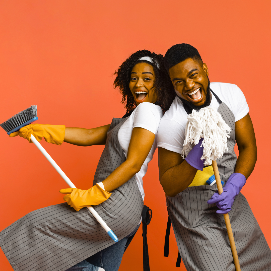 Professional cleaning service in progress